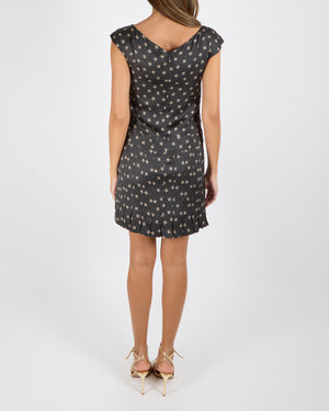 Chanel Black Silk Sleeveless Mini Dress with Beige CC Logo Prints Size FR 36 (UK 8)