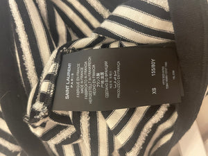 Saint Laurent Black and White Striped Sleeveless Cassandre Tank Top with Logo Detail Size XS (UK 6) RRP £445