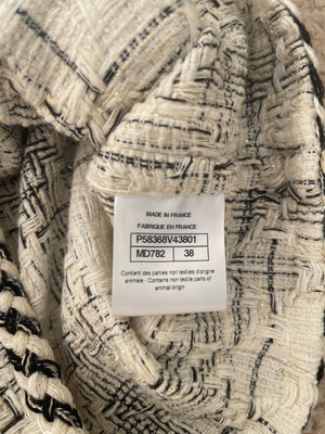 Chanel White and Grey Tweed Vest with CC Logo Buttons and Gold Metallic Details Size FR 38 (UK 10)