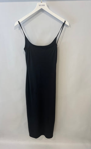 Miu Miu Black Midi Jersey Dress with White Logo Detail Size IT 38 (UK 6) RRP £1,060