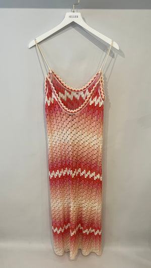 Missoni Mare White and Pink Knit Zig Zag Maxi Dress Size IT 38 (UK 6)