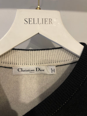 Christian Dior Cream and Navy Striped Knitted Cardigan and Top Set Size FR 36 (UK 8) RRP £2,100
