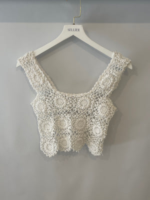 Alix Pinho White Crochet Top and Maxi Skirt Set Size UK 8
