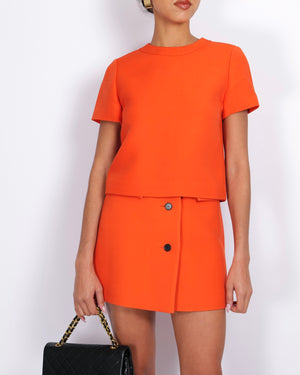 Christian Dior Orange Wool Mini Skirt and Cropped Jacket Set with Pocket Details Size FR 36/38 (UK 8/10)