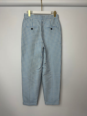 Christian Dior Pastel Blue Houndstooth Pleated Trouser Size FR 38 (UK 10)
