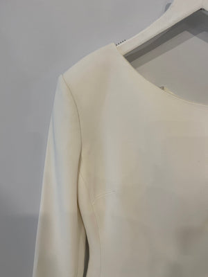 David Koma White Longsleeve Asymmetrical Shoulder Mini Dress Size UK 8