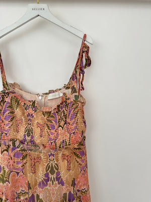 Zimmermann Pink Floral Strap Floral Midi Dress Size 4 (UK 16)