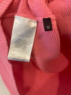 Gucci Pink L'Aveugle Par Amour Tiger Wool Knit Long Sleeve Jumper Size M (UK 10)