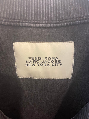 Fendi by Marc Jacobs Runway 2023 Dark Grey Logo Printed Top with FF Zip Details Size S (UK 8)