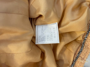 Chanel 96/P Peach Tweed Jacket with Silver CC Medallion Logo Buttons Size FR 36 (UK 8)