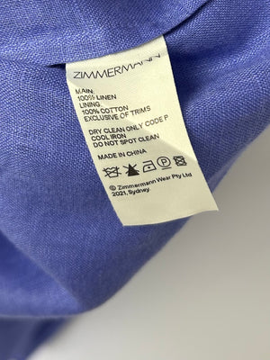 Zimmermann Blue Linen Strap Midi Dress Size OP (UK 6P)