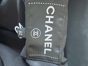Chanel 23K Black Coated Canvas Cape with Floral Detail Buttons Size FR 40 (UK 12)
