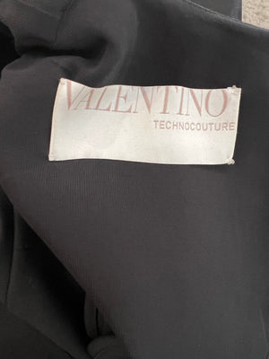 Valentino Black Long-Sleeved Mini Dress with Ruffled Collar Applique Size IT 42 (UK 10)