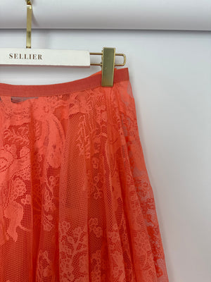 Christian Dior Coral Lace Sheer Midi Skirt with Slip Size FR 40 (UK 12)