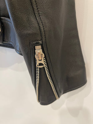 Acne Studios Black Lambskin Leather Biker Jacket with Pocket Details Size FR 36 (UK 8) RRP £1,600