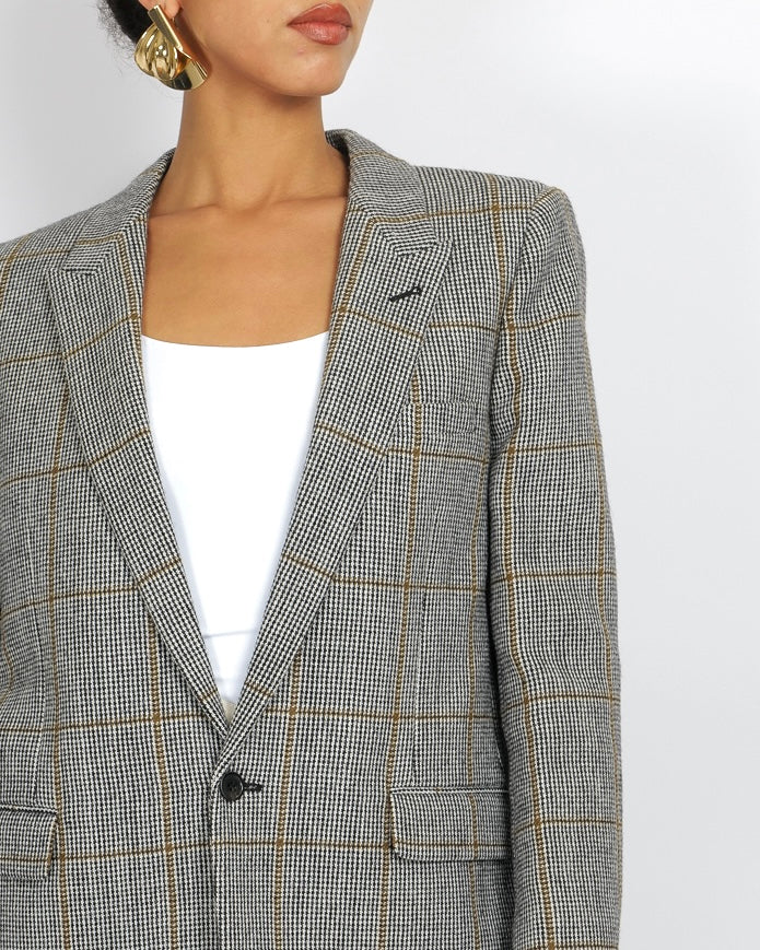 Saint Laurent Black and White Houndstooth Blazer Jacket Size FR 40 (UK 12)