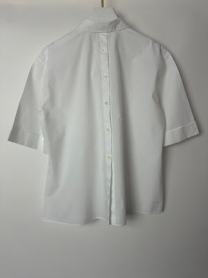 Fendi White Short-Sleeve Bowling Shirt with Logo Detail Size IT 40 (UK 8)