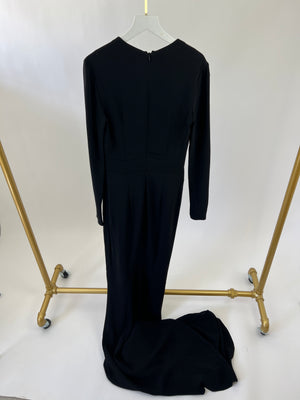Stella McCartney Black Maxi Long Dress with Long Sleeve and Floral Deatils IT 42 (UK 10)
