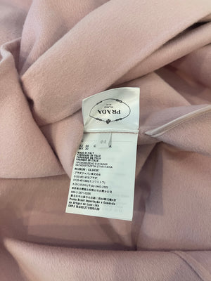 Prada Pink Wool Coat with Brown Button Details Size IT 44 (UK 12)