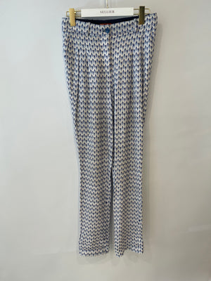 Missoni Blue and White Printed Trousers Size IT 40 (UK 8)