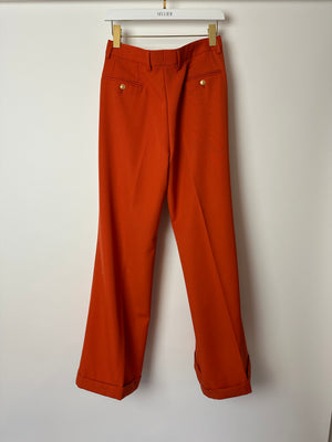Gucci Burnt Orange Wool Wide Leg Trousers Size IT 40 (UK 8)
