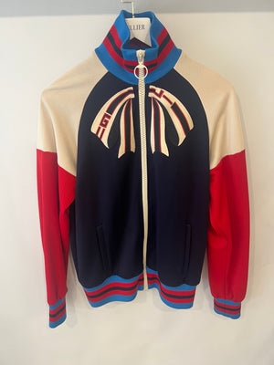 Gucci Blue, Red and Cream Tracksuit Jacket with Red Snake and Guccify Yourself Print Size M (UK 10)