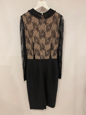 Red Valentino Black and Nude Lace Midi Dress Size IT 40 (UK 8)