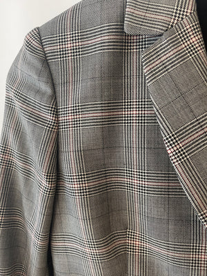 Gucci Grey Wool Checked Blazer Jacket with Logo Buttons Size IT 38 (UK 6)