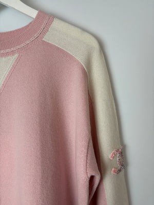 Chanel 24/C Pink Long Line Jumper with CC Arm Sequin Detail Size FR 36 (UK 8) RRP £3100