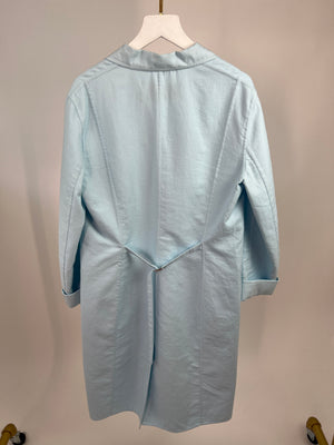 Lanvin Powder Blue Cotton Long-Line Coat with Button Detail Size FR 38 (UK 10)