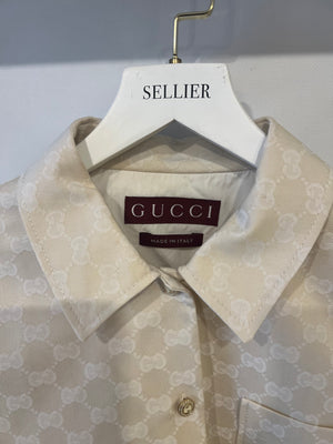 Gucci Cream Gabardine GG Logo Top and Short Set Size IT 36 (UK 4) RRP £1,660