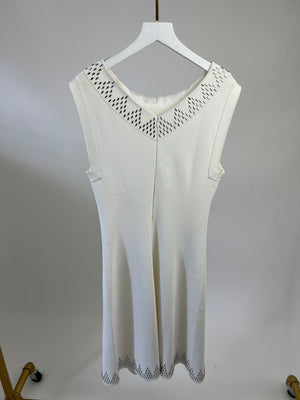 Alaïa White Sleevless Midi Dress with Metal Detail Size IT 40 (UK 8)