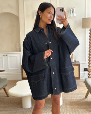 Toteme Indigo Denim Oversized Shirt & Jacket Dress Size S (UK 8)