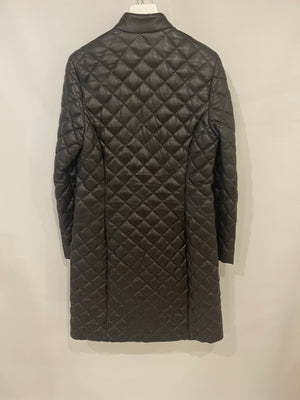 Moncler Chocolate Brown Leather Long Puffer Coat Size 1 (UK 10) RRP £2,000