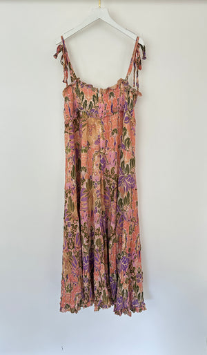 Zimmermann Pink Floral Strap Floral Midi Dress Size 4 (UK 16)