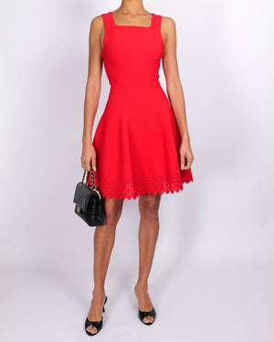 Alaia Red Sleeveless Mini Dress with Hem Cut-Out Details Size FR 38 (UK 10)