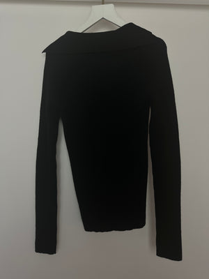 Ermanno Scervino Black Cashmere Ribbed Long Sleeve Jumper with Collar Size IT 36 (UK 4)