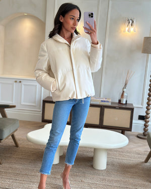 Loro Piana Cream Cashmere Puffer Down Jacket with Cuffed Sleeves Details Size IT 44 (UK 12) RRP 4200£