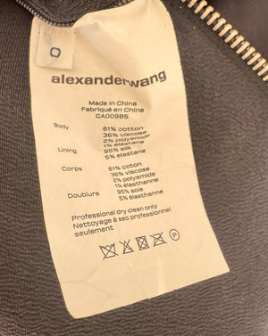 Alexander Wang Black Long-Sleeve Mini Dress with Silver Zip Detail Size US 0 (UK 4)