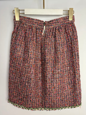 Dolce & Gabbana D&G Pink Tweed Midi Skirt with Chain Trim Detail Size IT 38 (UK 6)