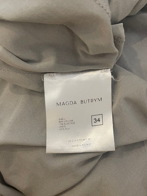 Magda Butrym Grey Maxi Dress with Ruch Detail and Rose Apliquee Size FR 34 (UK 6) RRP £1,450