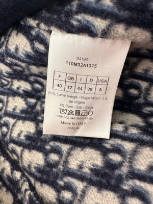 Christian Dior Navy Oblique Double Breasted Coat with Pocket Detail Size FR 40 (UK 12)