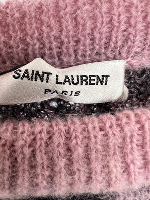 Saint Laurent Pink Mohair Jumper with Black Hearts Detail Size M (UK 10)