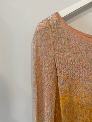 Missoni Light Pink, Orange, Yellow Metallic Long Sleeve Top Size UK 8/10