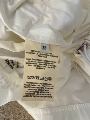 Hermès White Shorts With Ruched Waistband and Drawstring Detail Size FR 36 (UK 8)
