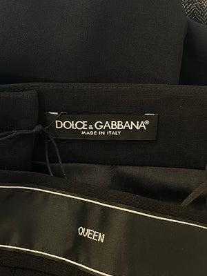 Dolce & Gabbana Black Wool Pencil Skirt with Logo Details Size IT 40 (UK 8) RRP £950