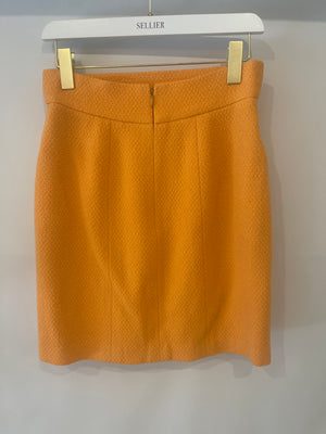 Chanel Orange Vintage Jacket and Skirt Set with Gold CC Buttons Size FR 42 (UK 14)