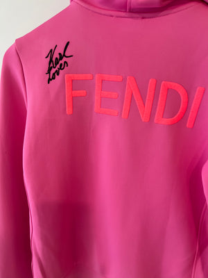 Fendi Pink Jacket and Sweatpants Sports Set with Embroidered Logo Detail Size IT 38/40 (UK 6/8)