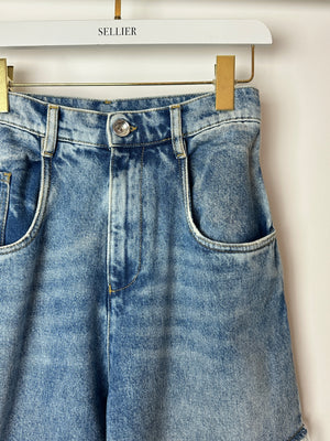 Maison Margiela Blue Wide Leg Jeans with Rips Size FR 38 (UK 10)
