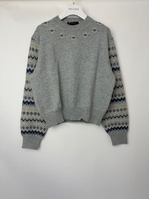 Loro Piana Light Blue Alpe Pile Crew Neck Cashmere Jumper Size M (UK 10)